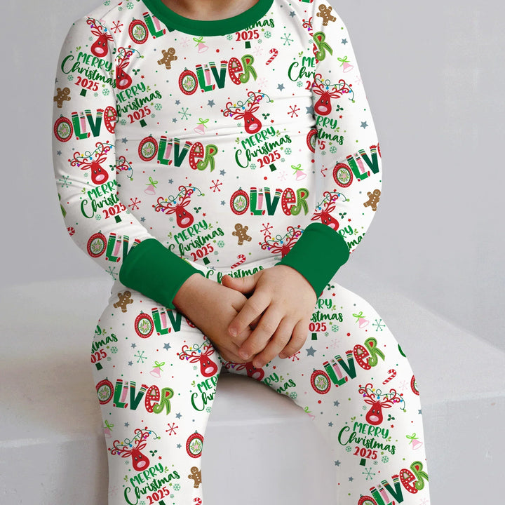 Custome Name "Whimsical Little Green" Two Piece Long Sleeve Pajama Set , Custome Name "Whimsical Little Green" Two Piece Long Sleeve Pajama Set - 12-18M