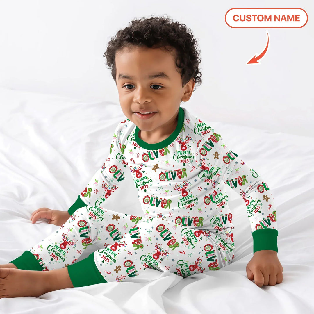 Custome Name "Whimsical Little Green" Two Piece Long Sleeve Pajama Set , Custome Name "Whimsical Little Green" Two Piece Long Sleeve Pajama Set - 12-18M