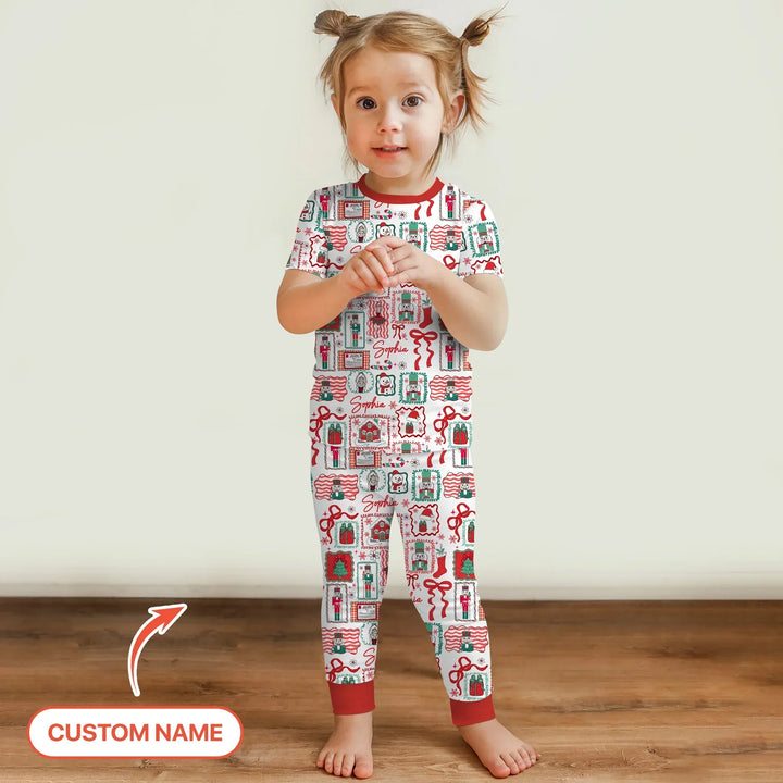 Personalized Nutcracker Parade Two Piece Short Sleeve Shorts Pajama Set , Personalized Nutcracker Parade Two Piece Short Sleeve Shorts Pajama Set - 12-18M