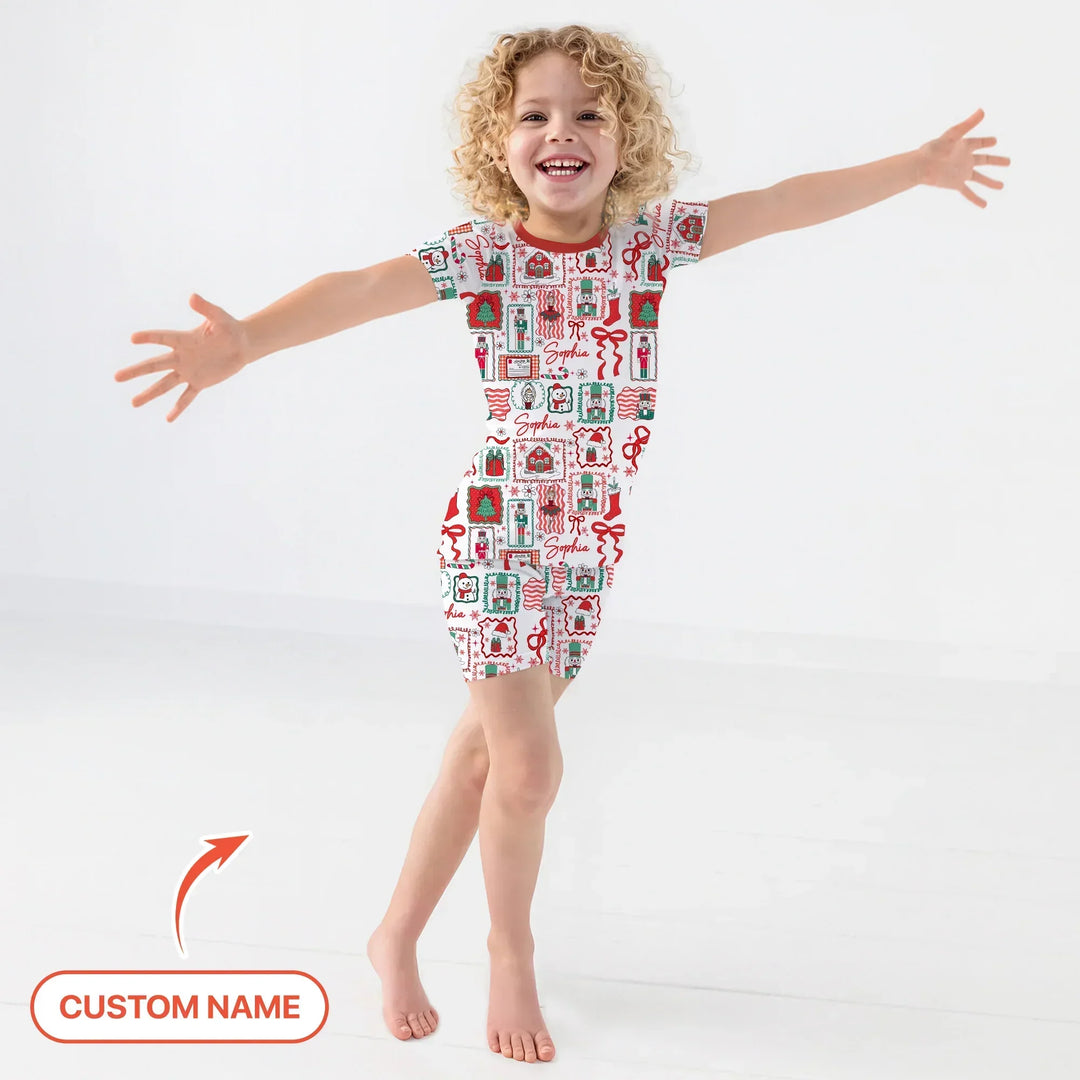 Personalized Nutcracker Parade Two Piece Short Sleeve Pajama Set , Personalized Nutcracker Parade Two Piece Short Sleeve Pajama Set - 12-18M