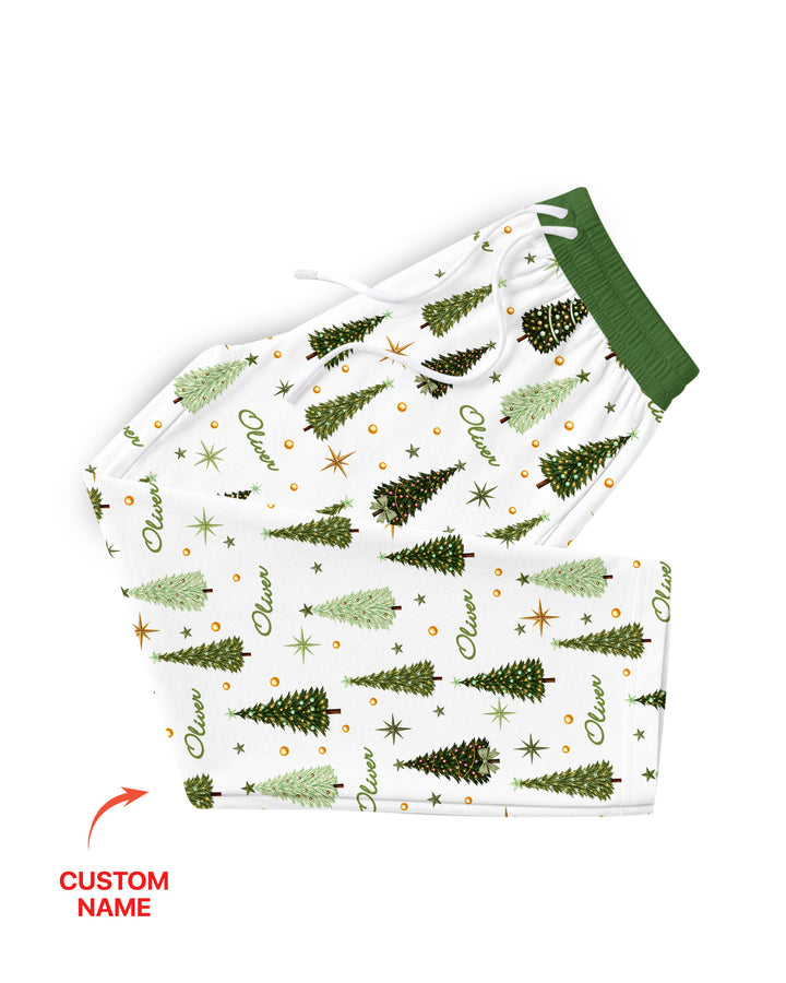 Custom Name Merry Christmas Tree Bamboo Men's Pajama Set
