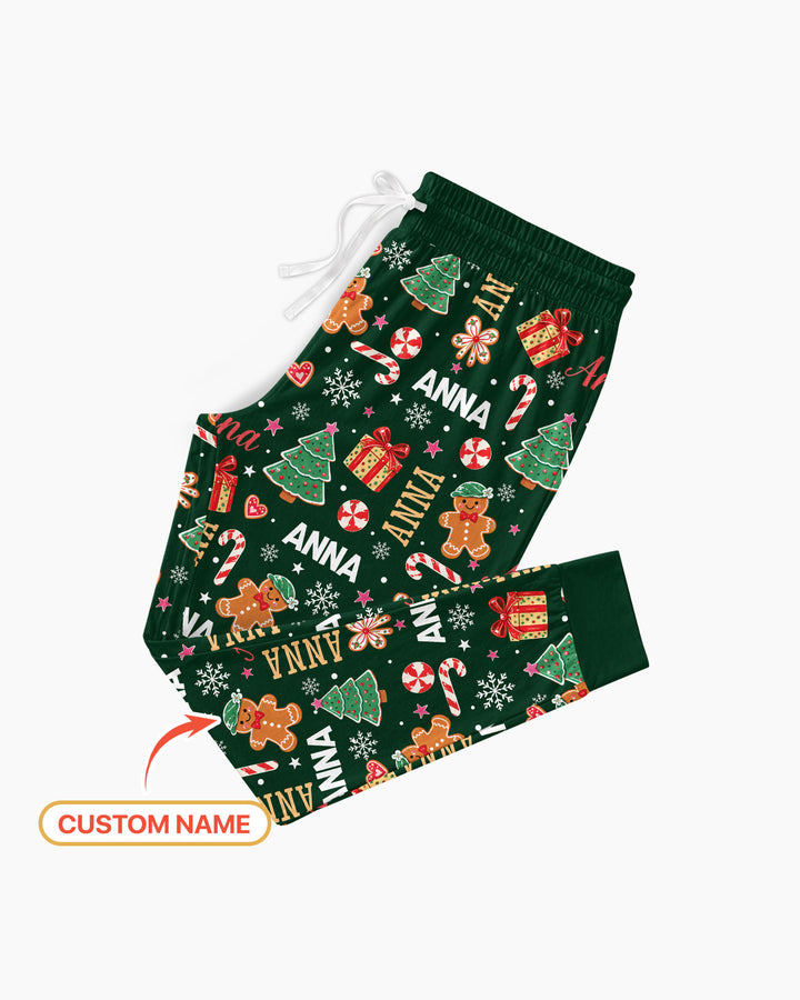 Custom Name Christmas Crew Family Matching Bamboo Women Pajama Set