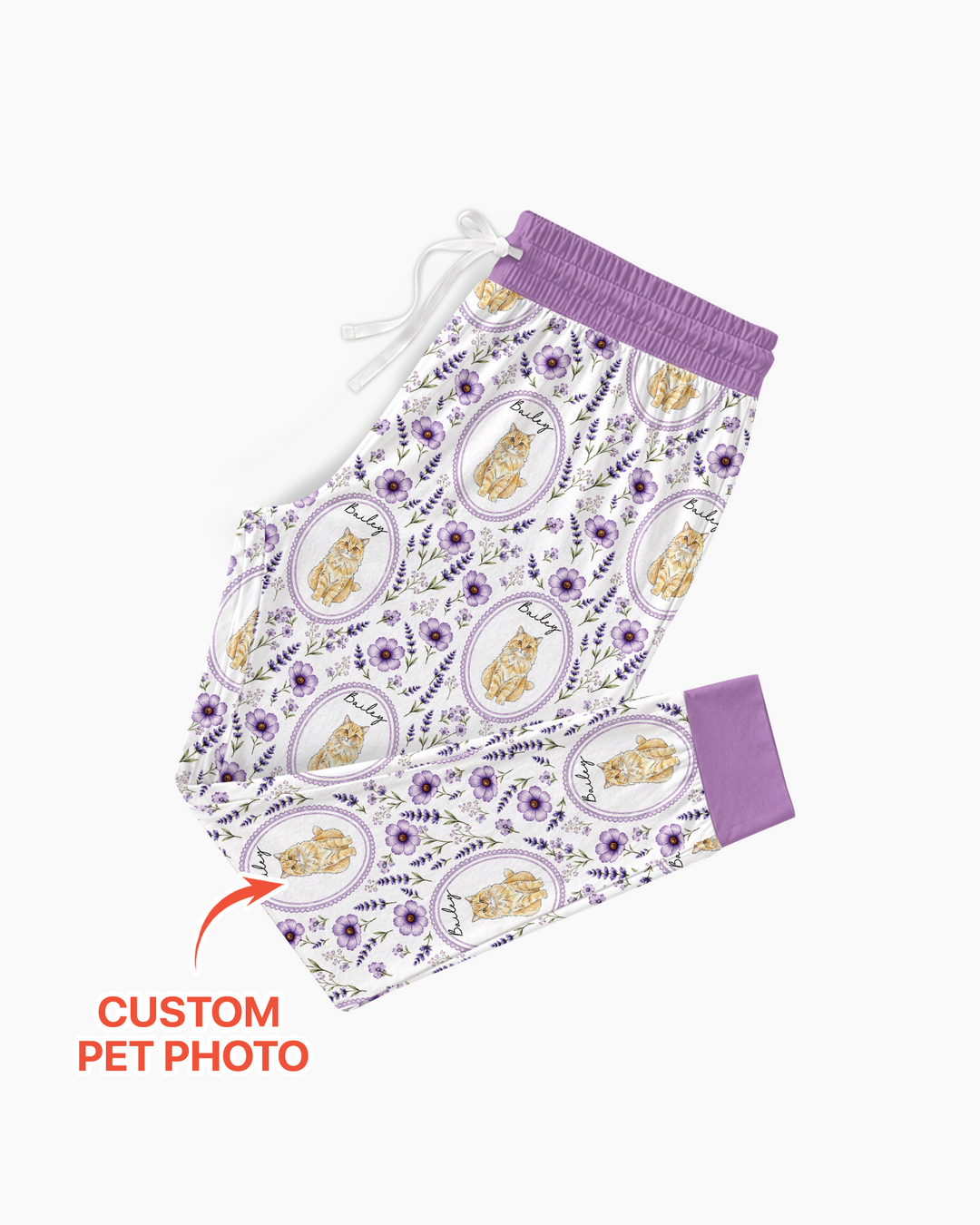 Custom Pet Photo Flower Garden Bamboo Women Pajama Set