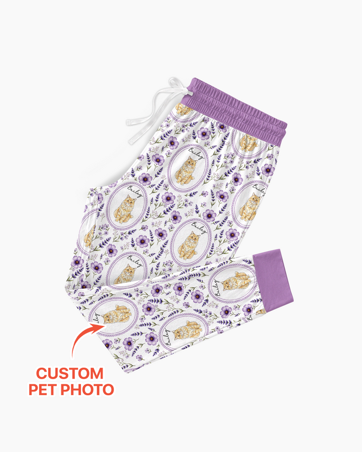 Custom Pet Photo Flower Garden Bamboo Women Pajama Set