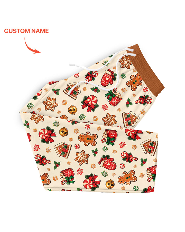 Custom Name Gingerbread The Bow Bamboo Men's Pajama Set
