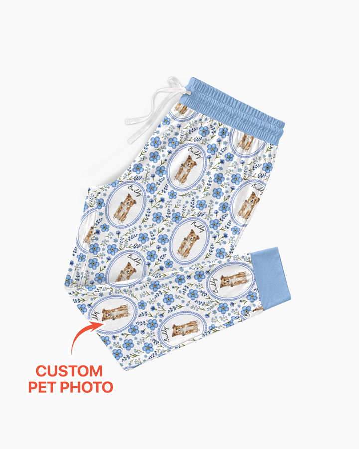 Custom Pet Photo Flower Garden Bamboo Women Pajama Set