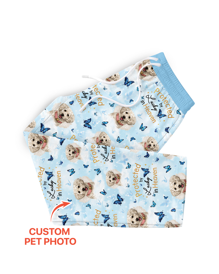 Custom Pet Photo Protected By Heaven Family Bamboo Men's Pajama Set