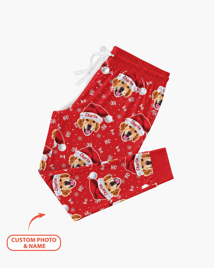 Custom Dog Photo Santa Claus Bamboo Women Pajama Set
