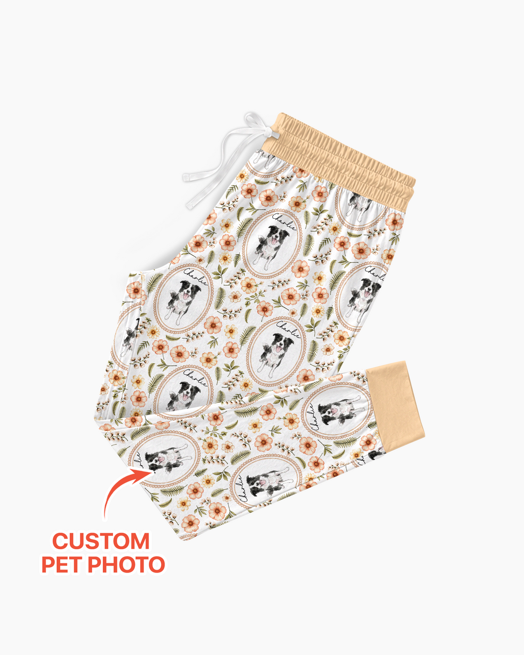 Custom Pet Photo Flower Garden Bamboo Women Pajama Set