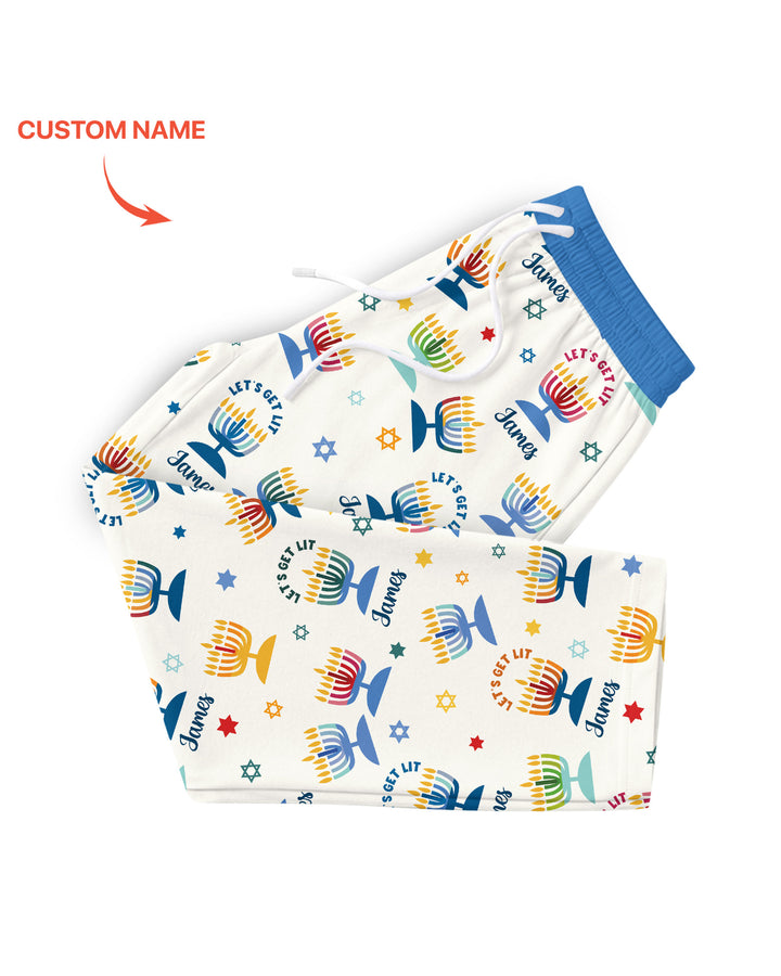 Let's Get Lit Hanukkah Bamboo Men's Pajama Set