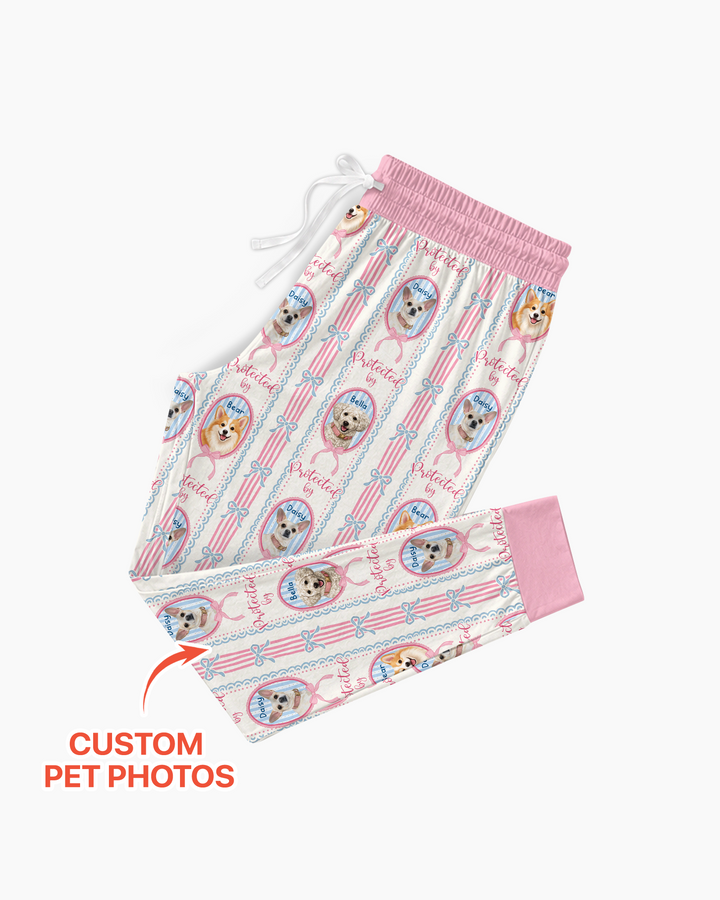 Custom Coquette Pet Photo Little Protector Bamboo Women Pajama Set