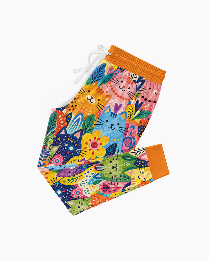 Colorful Lovely Cat Bamboo Women Pajama Set