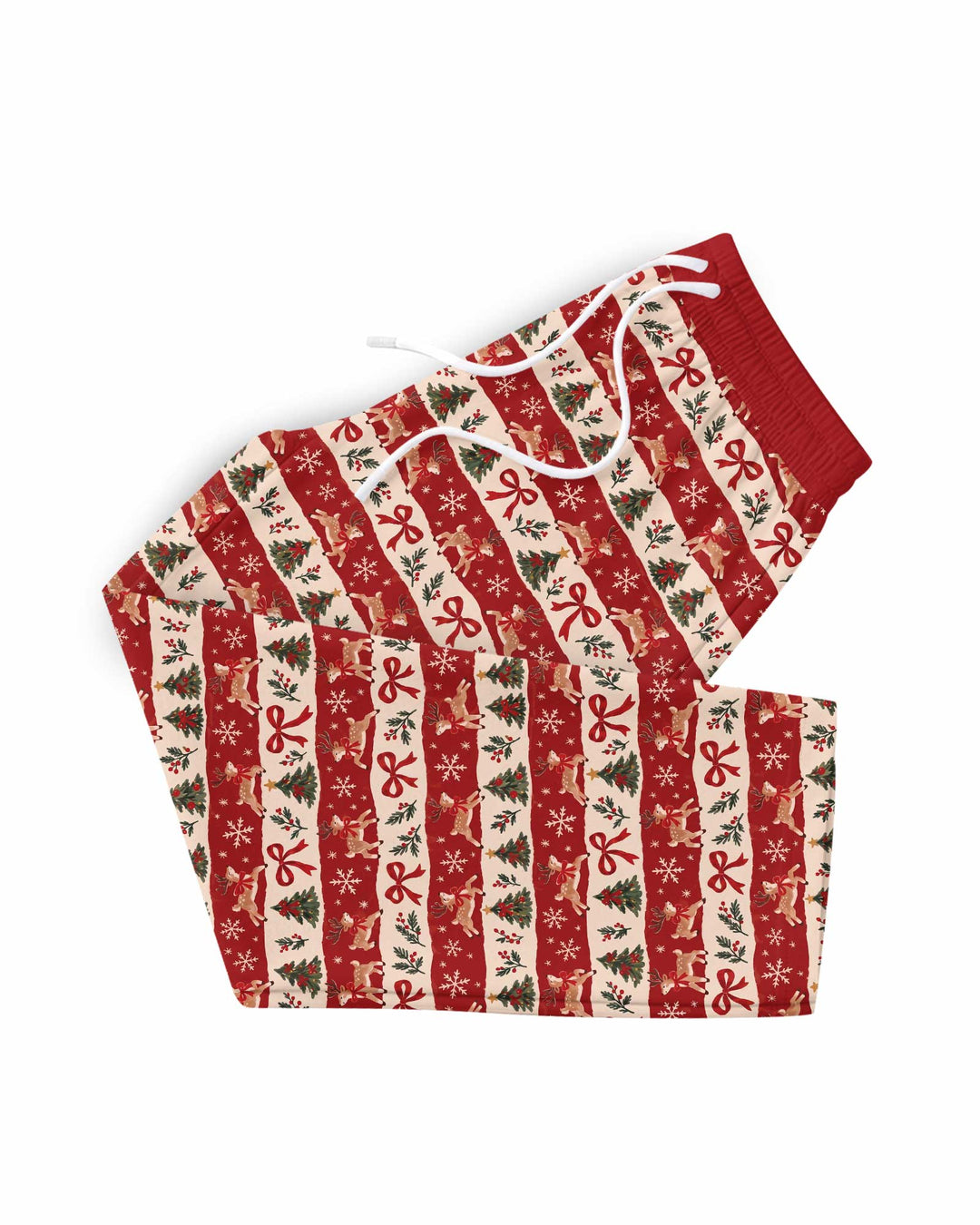 Vintage Reindeer Christmas Stripes Bamboo Men's Pajama Set