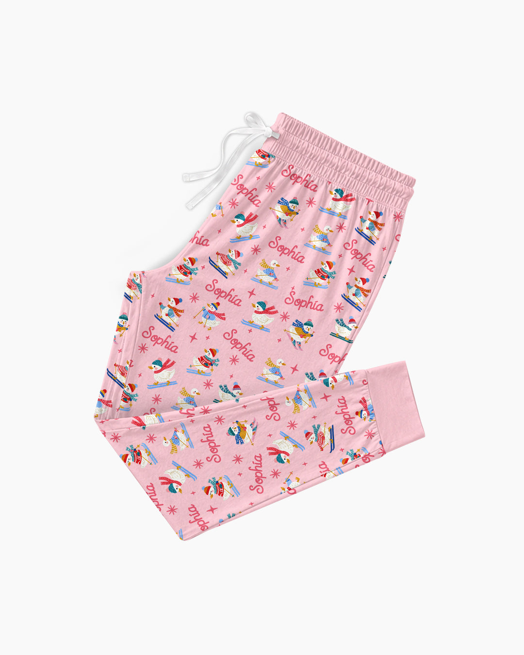 Custom Name Skiing Goose Bamboo Women Pajama Set