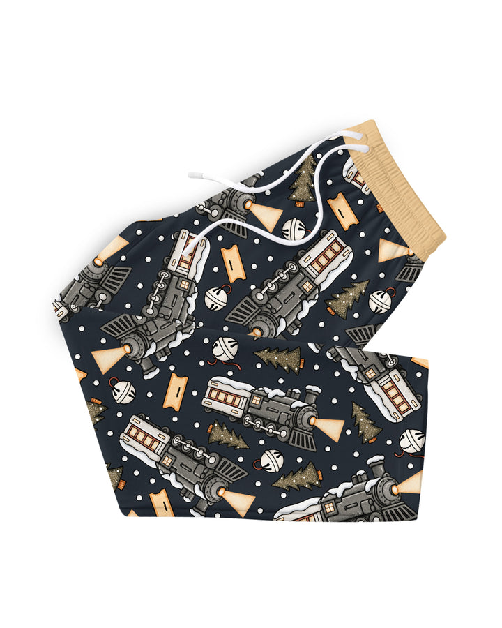 Custom Name Believe Kid Train  Bamboo Men's Pajama Set