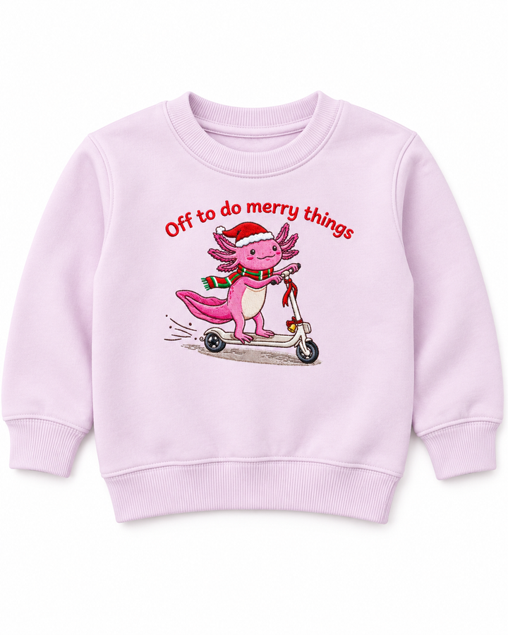 Off To Do Merry Things Embroidered Bamboo Crewneck Sweatshirt