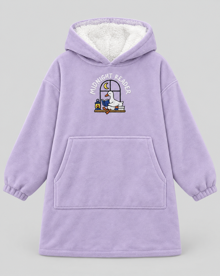 Midnight Reader Embroidered Bamboo Blanket Hoodie