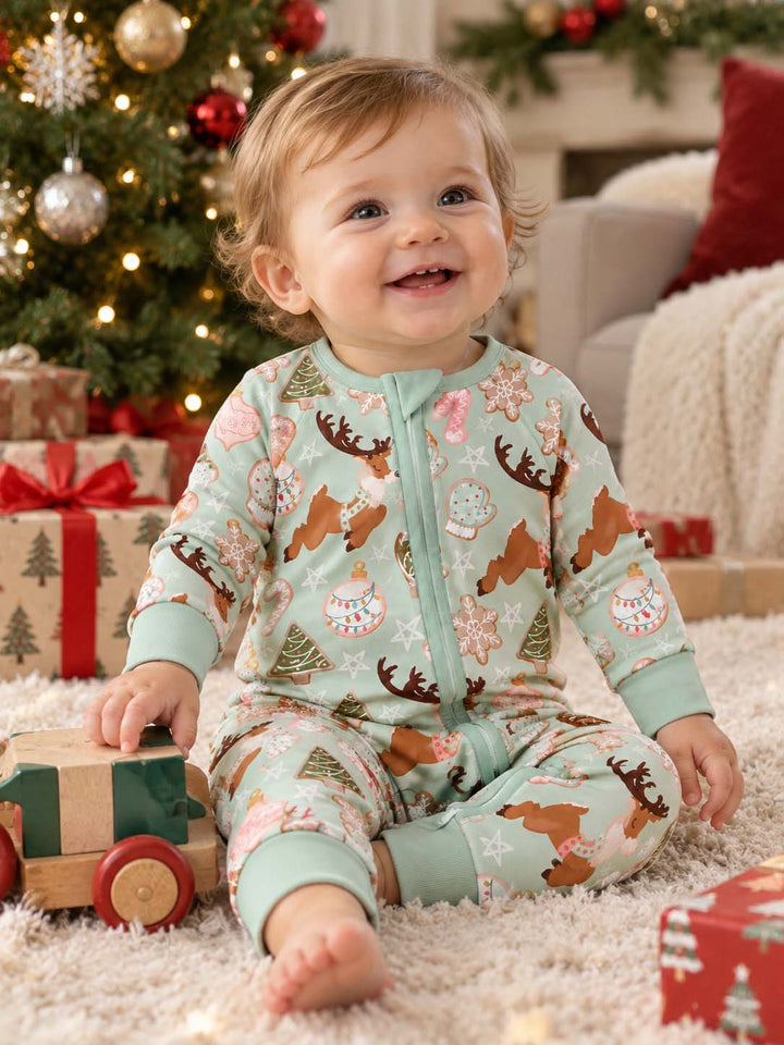 Pastel Christmas Reindeer Bamboo Convertible Zippy