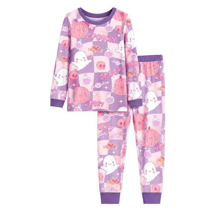 Pastel Spooky Friends Bamboo Two Piece Long Sleeve Pajama Set