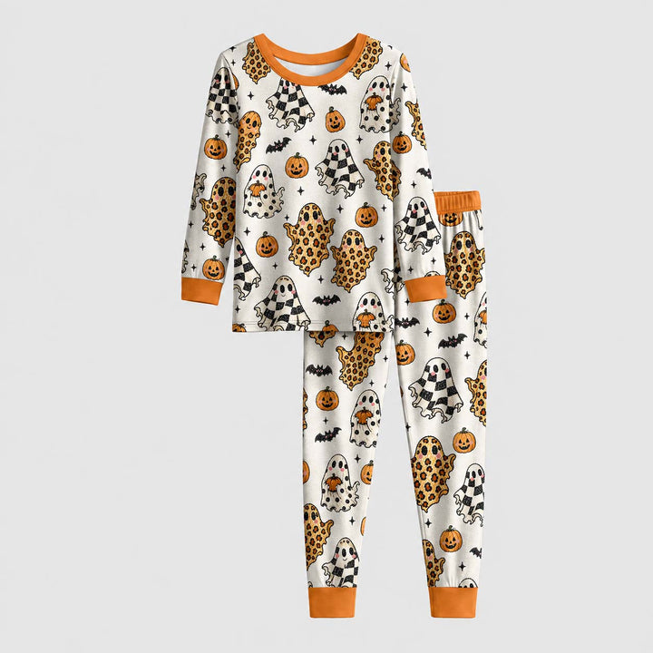 Patterned Ghost Halloween Bamboo Two Piece Long Sleeve Pajama Set