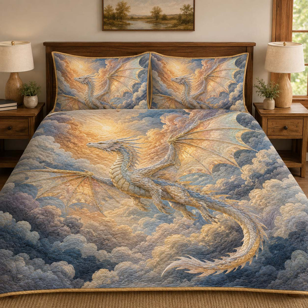 Pearl Dragon Heavenly Clouds Bamboo Quilt Bedding Set