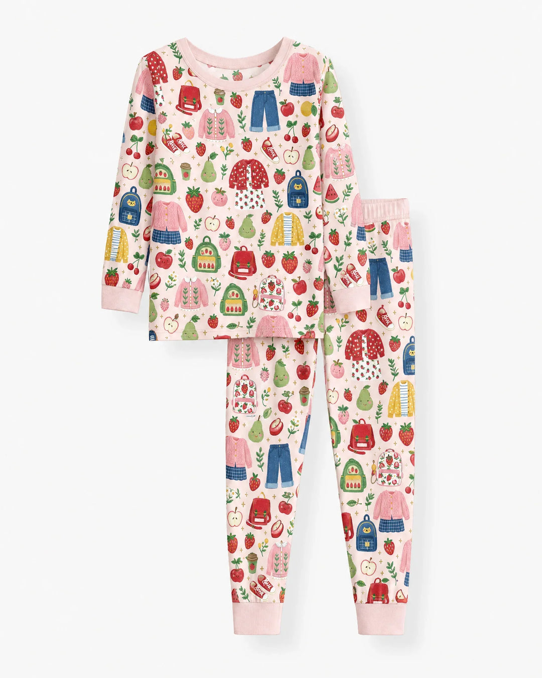 Zweiteiliges Langarm-Pyjama-Set mit Sommerfrüchten
