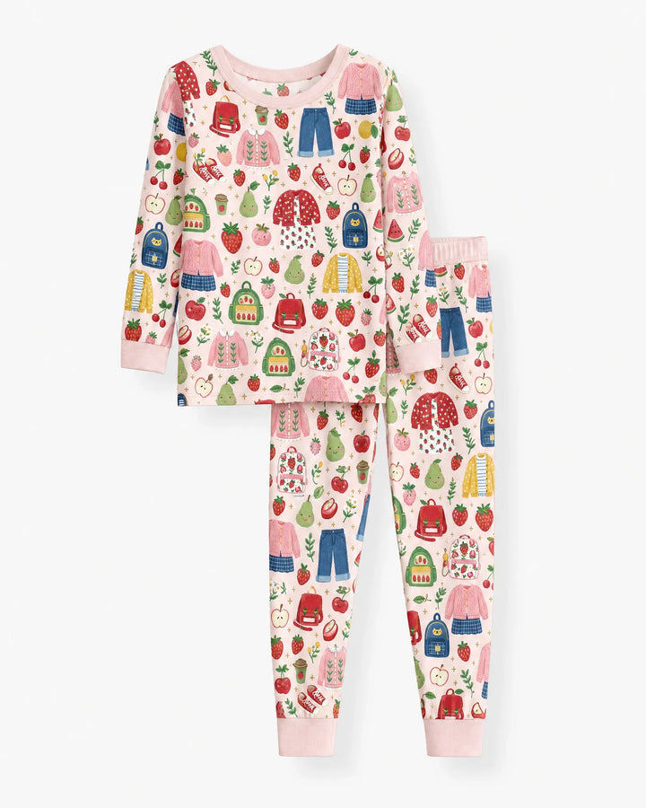 Zweiteiliges Langarm-Pyjama-Set mit Sommerfrüchten