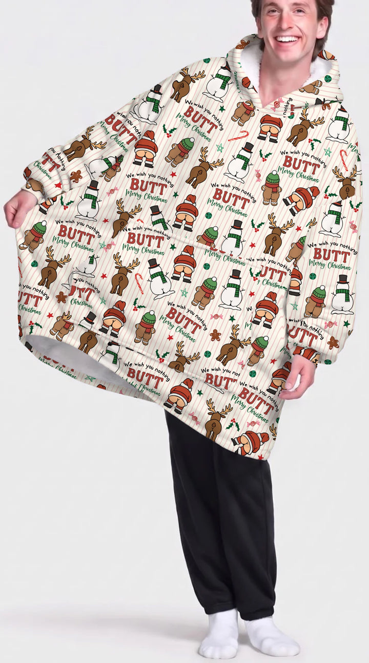 We Wish You Nothing Butt Merry Bamboo Blanket Hoodie