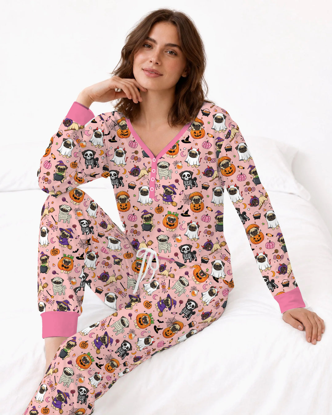 Spooky Pug Bamboo Women Pajama Set
