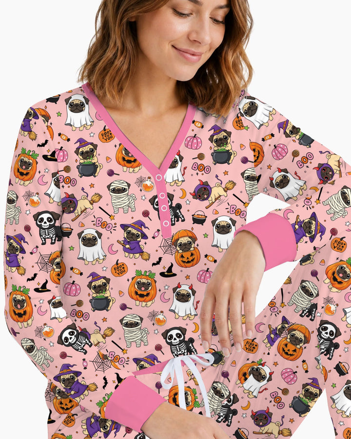 Spooky Pug Bamboo Women Pajama Set