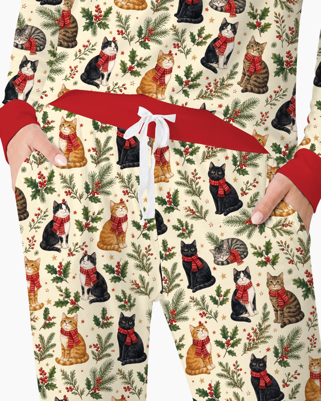 Christmas Cat Carolers Bamboo Women Pajama Set