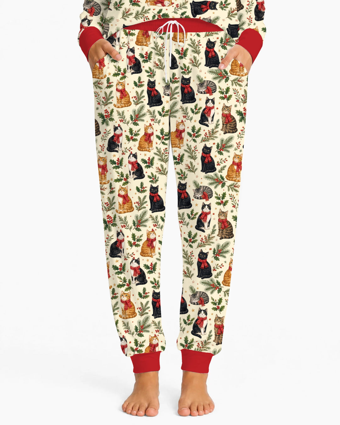 Christmas Cat Carolers Bamboo Women Pajama Set