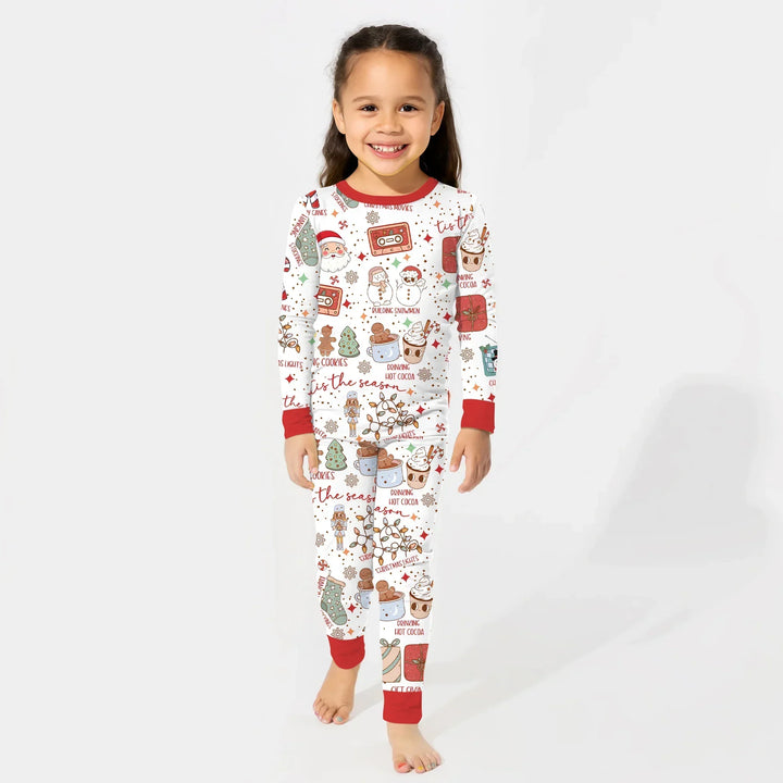 Retro Christmas Bucket List Two Piece Long Sleeve Pajama Set , Retro Christmas Bucket List Two Piece Long Sleeve Pajama Set - 12-18M