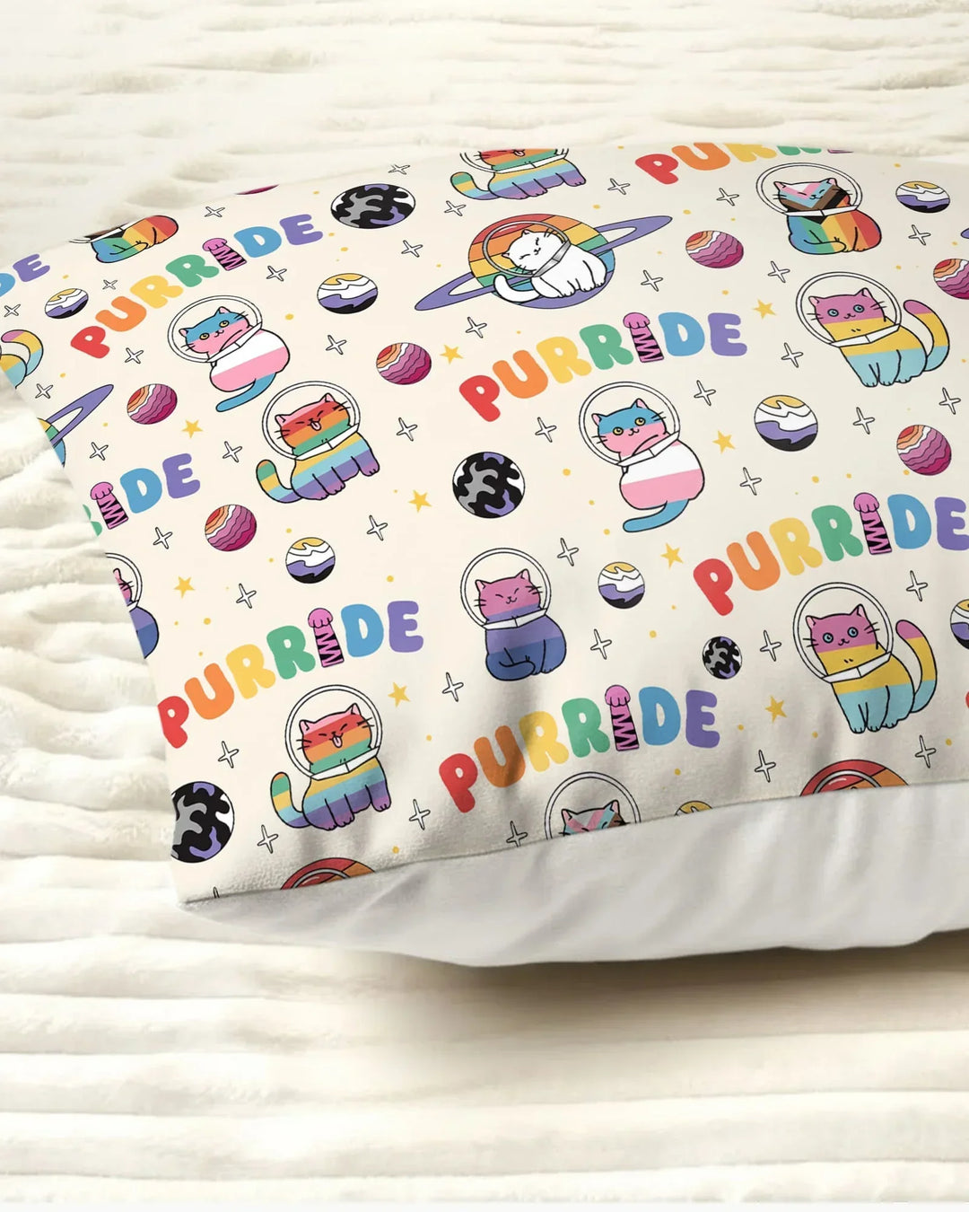 Rainbow Space Cats Family Matching Bamboo Pillow Case