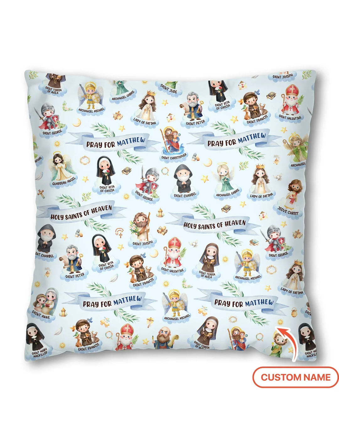 Holy Saints of Heaven Custom Name Bamboo Pillow Case