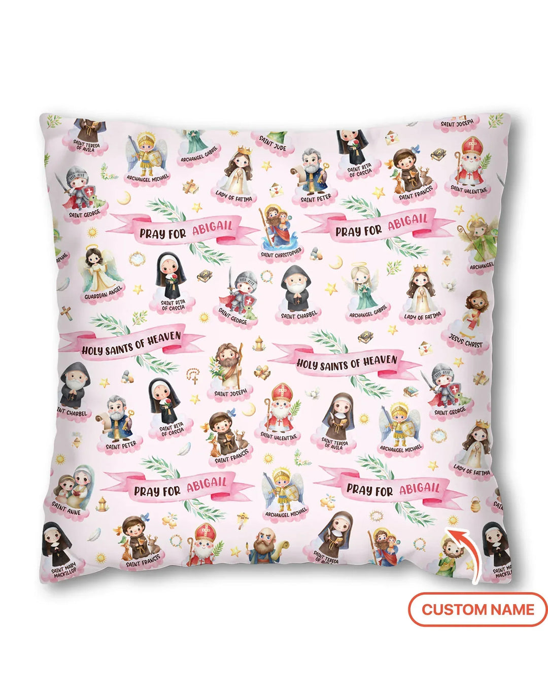 Holy Saints of Heaven Custom Name Bamboo Pillow Case