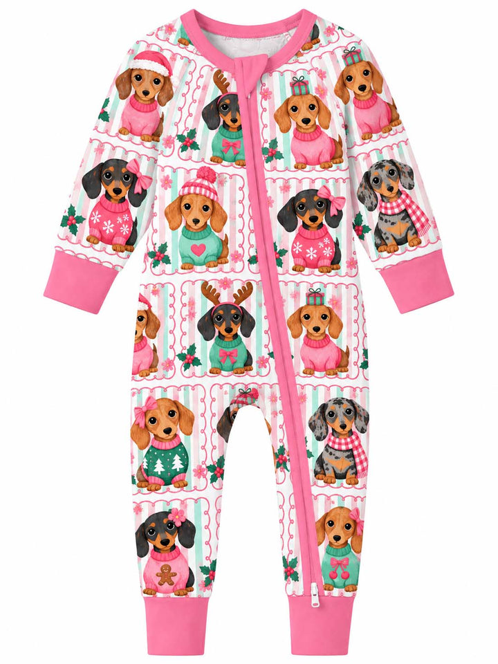 Pink Christmas Dachshund Collection Bamboo Convertible Zippy