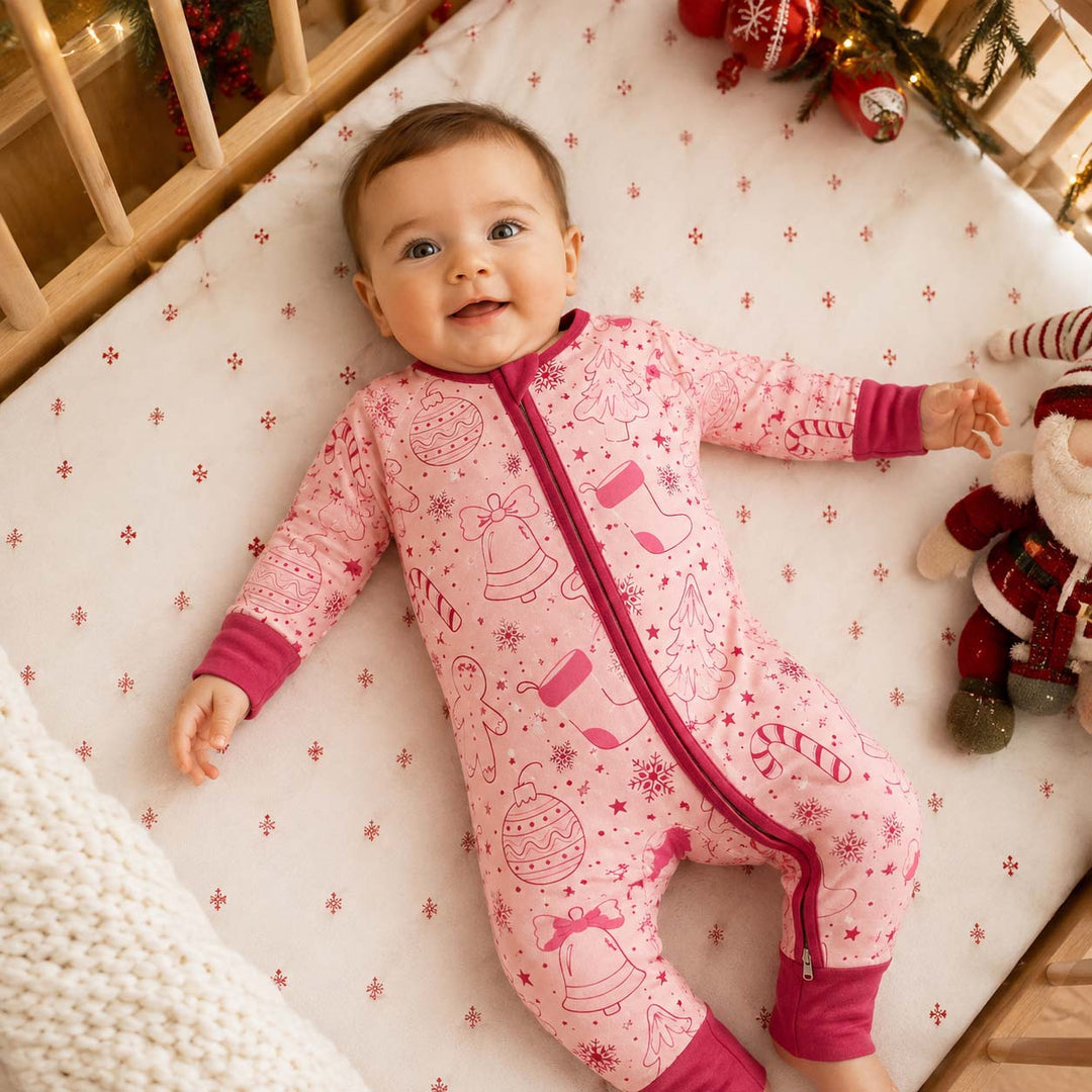 Pink Christmas Holiday Icons Bamboo Convertible Zippy