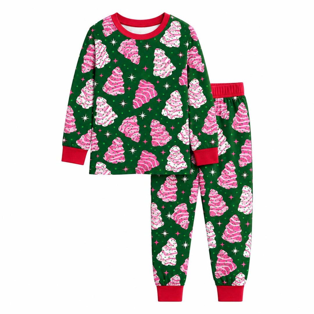 Pink Christmas Tree Treats Bamboo Two Piece Long Sleeve Pajama Set