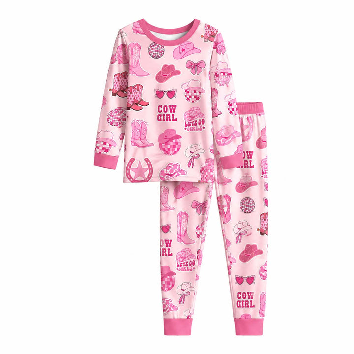 Pink Disco Cowgirl Bamboo Two Piece Long Sleeve Pajama Set