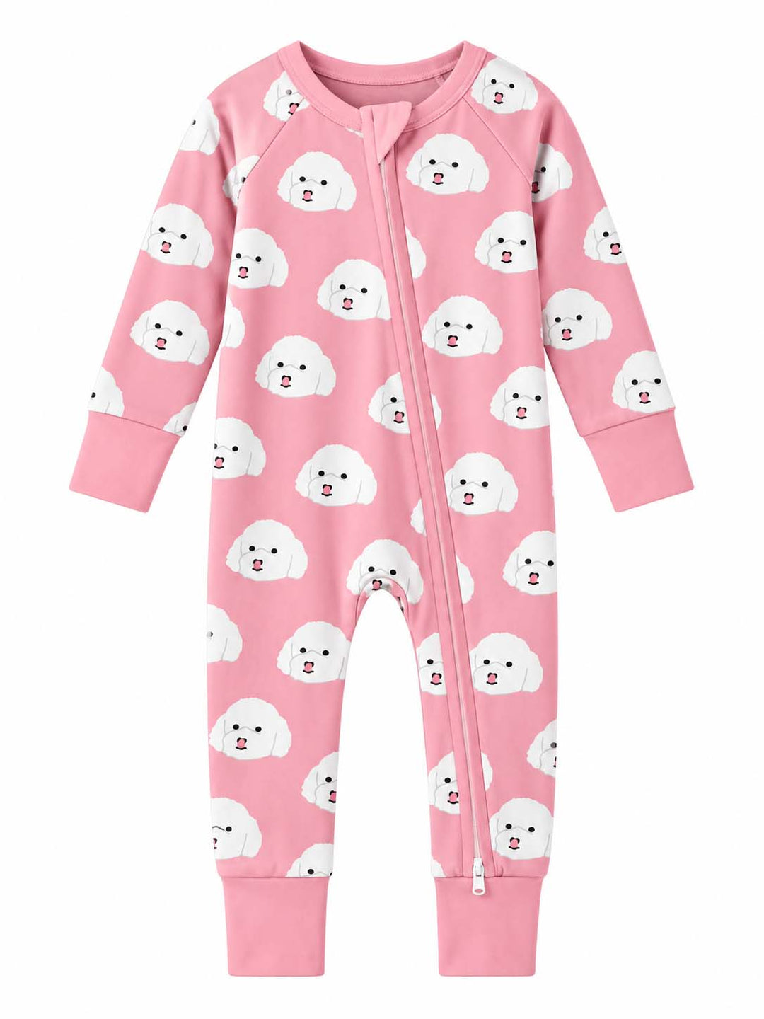 Pink Fluffy Dog Faces Bamboo Convertible Zippy