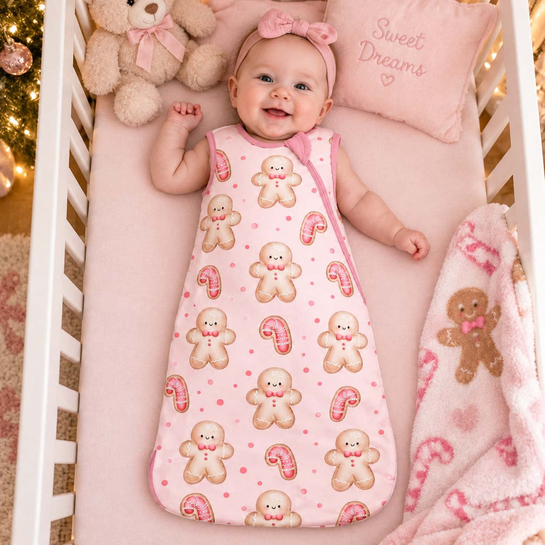 Pink Gingerbread Candy Christmas Bamboo Sleep Bag