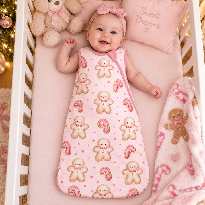 Pink Gingerbread Candy Christmas Bamboo Sleep Bag