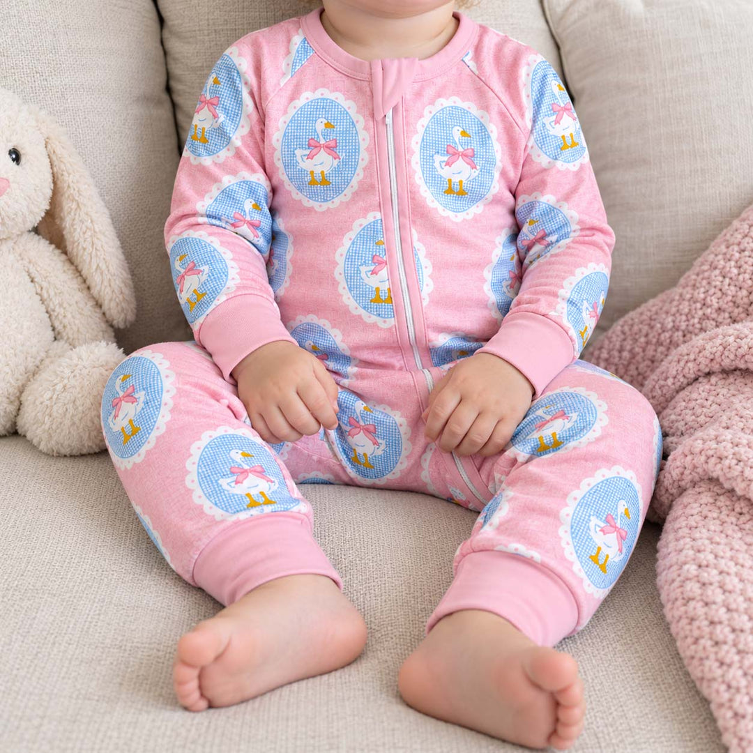 Pink Gingham Duck Cameo Bamboo Convertible Zippy