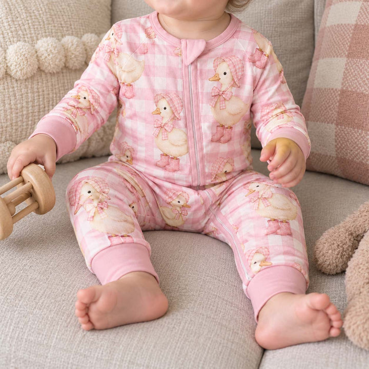 Pink Gingham Duckling Bamboo Convertible Zippy