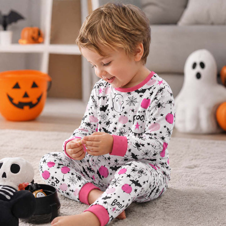 Pink Halloween Party Bamboo Two Piece Long Sleeve Pajama Set