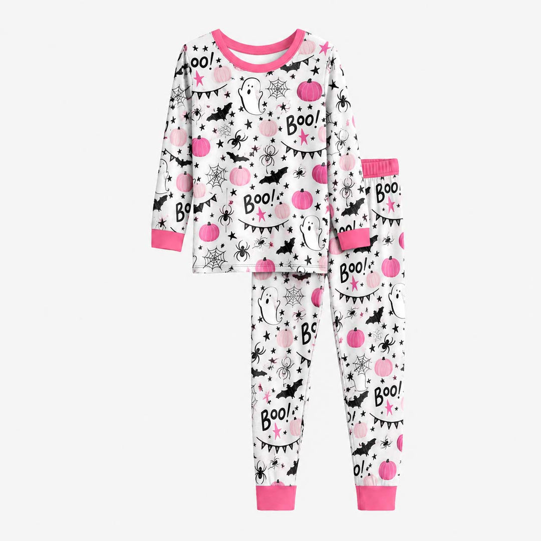 Pink Halloween Party Bamboo Two Piece Long Sleeve Pajama Set