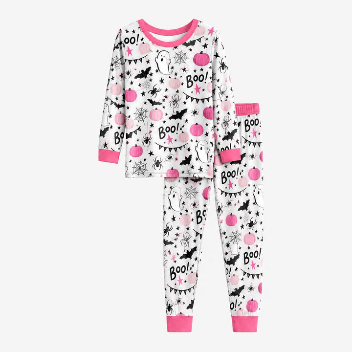 Pink Halloween Party Bamboo Two Piece Long Sleeve Pajama Set
