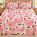 Pink Polka Hens Bamboo Bedding Set