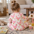 Pink Polka Hens Bamboo Two Piece Long Sleeve Pajama Set